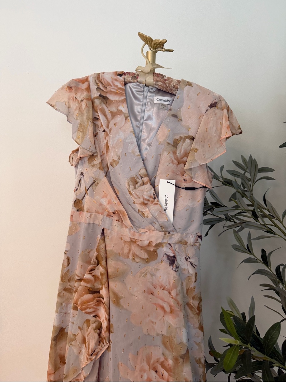 Calvin Klein Women's Floral Wrap Dress in Blush